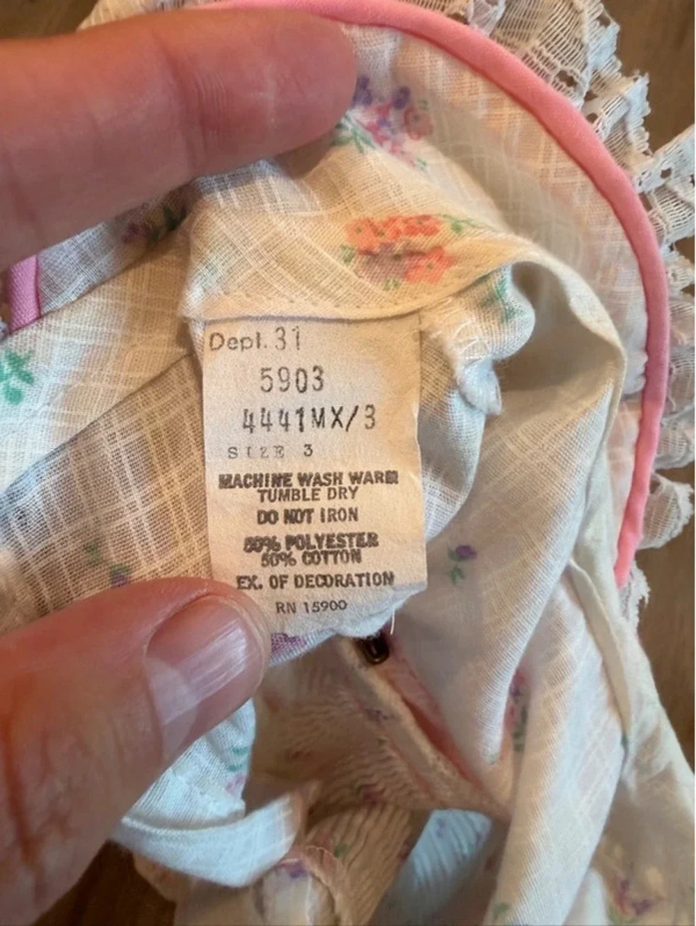 Vintage Toddler Frilly Dress Size 3T White and Pink
